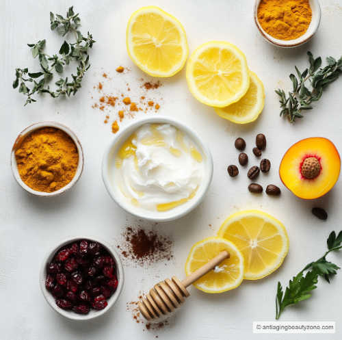 Homemade skin care recipe ingredients.