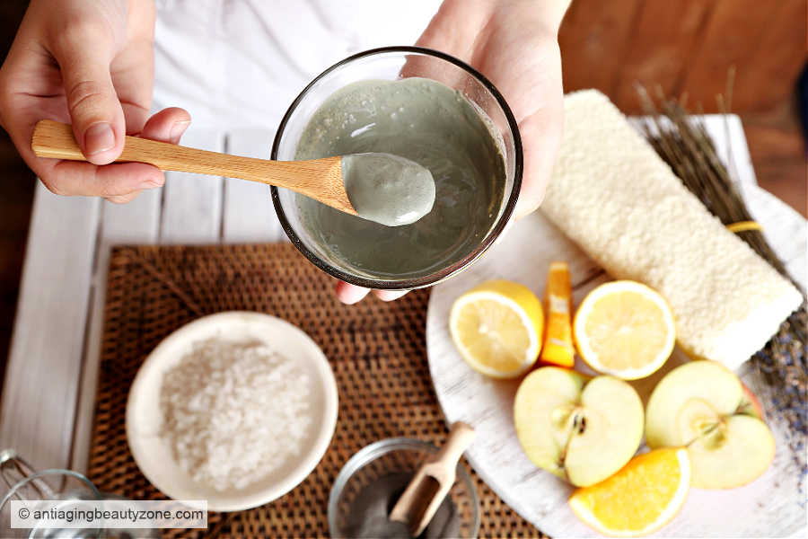 Making a Korean face mask at home.